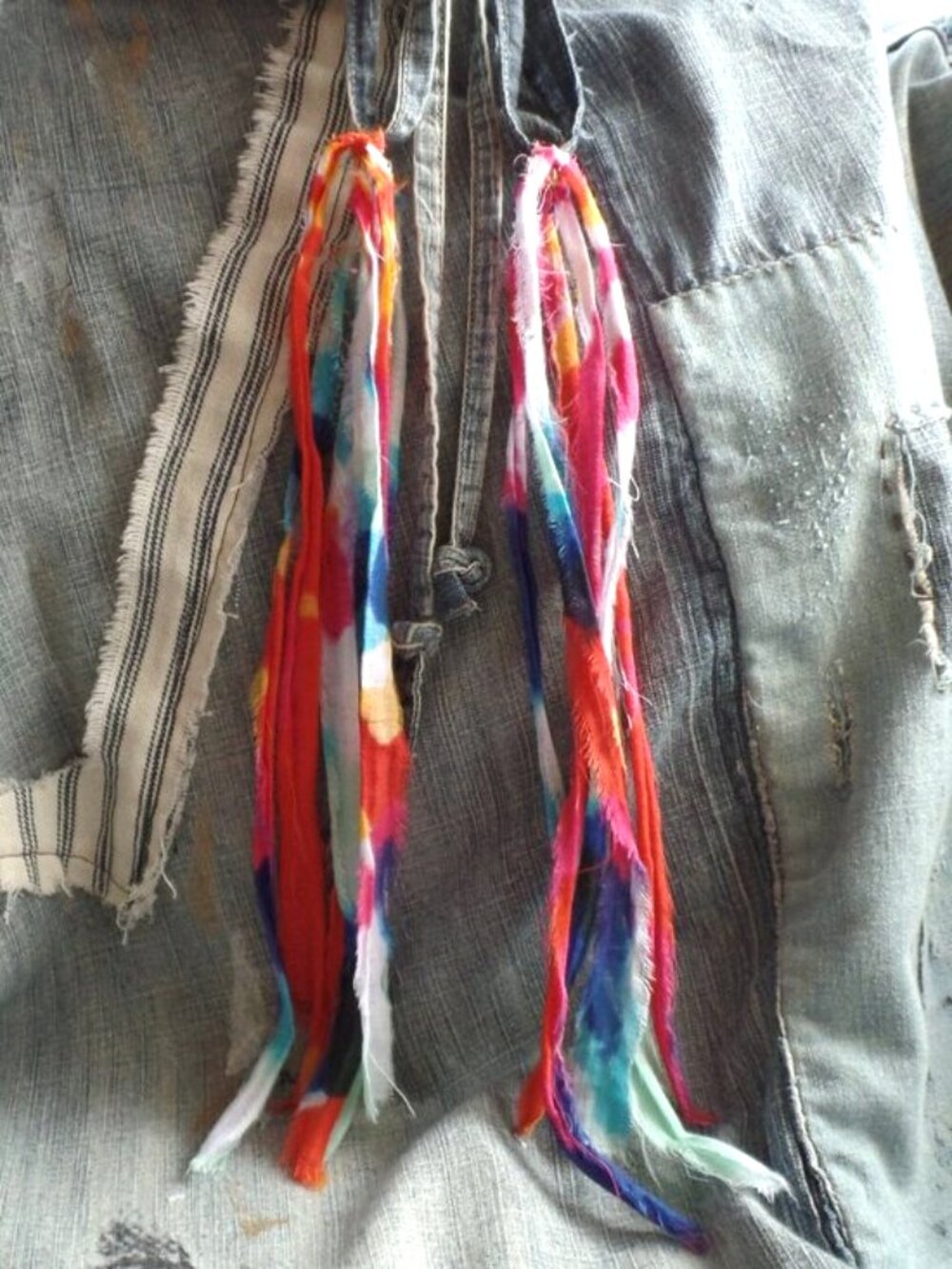 Hand Crafted Swag Hoop Earrings Tie-Dye Multi Color
